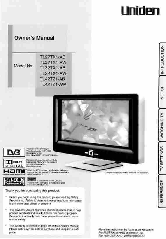 Uniden Flat Panel Television TL42TZ1-AW-page_pdf